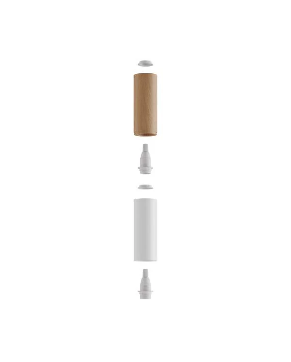 Tub-E14, Rohr aus Holz und Metall für Strahler mit E14 Lampenfassung mit Doppelklemmring