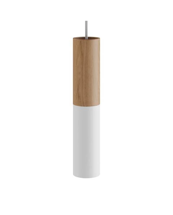 Tub-E14, Rohr aus Holz und Metall für Strahler mit E14 Lampenfassung mit Doppelklemmring