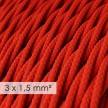 Textilkabel geflochten mit breitem Querschnitt 3x1,50 - Seideneffekt Rot TM09