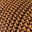 Textilkabel, bordeauxrot-gold glänzend, Zick-Zack - Das Original von Creative-Cables - RZ23 rund 2x0,75mm / 3x0,75mm