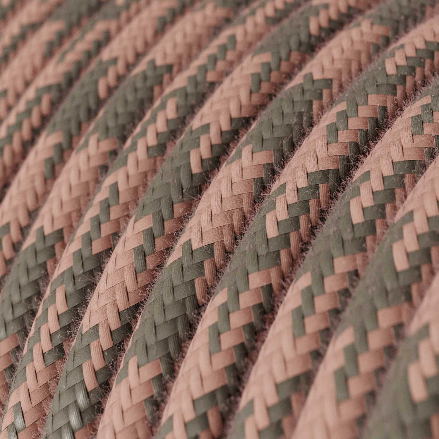 Textilkabel, altrosa-grau Hahnentrittmuster, aus Baumwolle - Das Original von Creative-Cables - RP26 rund 2x0.75mm / 3x0.75mm