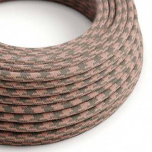Textilkabel, altrosa-grau Hahnentrittmuster, aus Baumwolle - Das Original von Creative-Cables - RP26 rund 2x0.75mm / 3x0.75mm