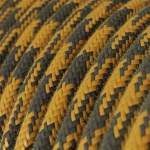 Textilkabel, honigfarben-anthrazitgrau Hahnentrittmuster - Das Original von Creative-Cables - RP27 rund 2x0,75mm / 3x0,75mm