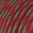 Textilkabel, feuerrot-grau Hahnentrittmuster, aus Baumwolle - Das Original von Creative-Cables - RP28 rund 2x0.75mm / 3x0.75mm