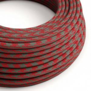 Textilkabel, feuerrot-grau Hahnentrittmuster, aus Baumwolle - Das Original von Creative-Cables - RP28 rund 2x0.75mm / 3x0.75mm