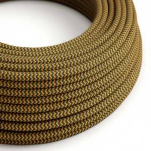 Textilkabel, honigfarben-anthrazitgrau, aus Baumwolle - Das Original von Creative-Cables - RZ27 rund 2x0,75mm / 3x0,75mm