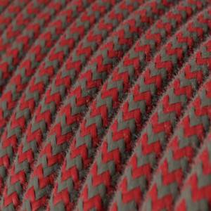 Textilkabel, feuerrot-steingrau, aus Baumwolle - Das Original von Creative-Cables - RZ28 rund 2x0.75mm / 3x0.75mm