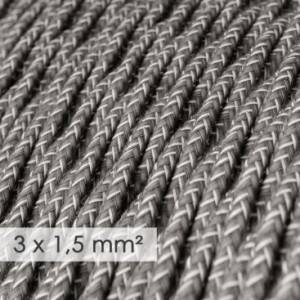 Textilkabel geflochten mit breitem Querschnitt 3x1,50 - Natürliches Leinen Grau TN02