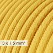 Textilkabel rund mit breitem Querschnitt 3x1,50 - Seideneffekt Gelb RM10
