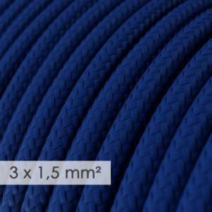 Textilkabel rund mit breitem Querschnitt 3x1,50 - Seideneffekt Blau RM12