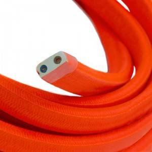 Elektrisches Kabel überzogen mit Orangem CF15 Textil für Lichterketten, Seideneffekt Einfarbig