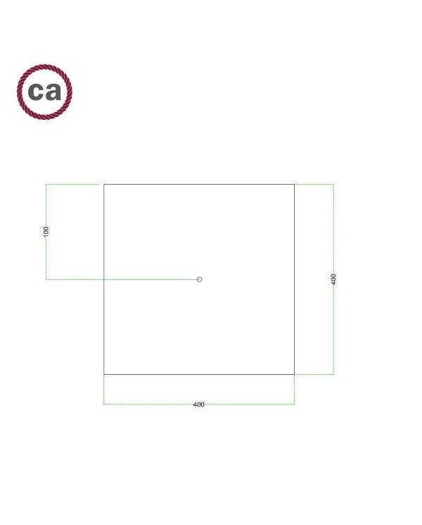 Quadratisches XXL 1-Loch und 4 Seitenlöchern Lampenbaldachin Kit, Rose-One-Abdeckung, 400 mm - PROMO