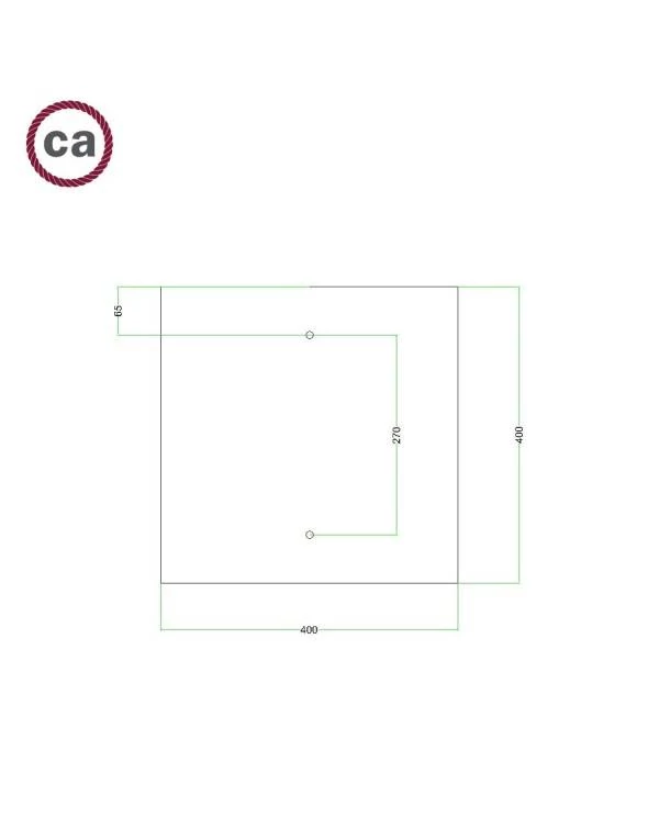Quadratisches XXL 2-Loch und 4 Seitenlöchern Lampenbaldachin Kit, Rose-One-Abdeckung, 400 mm- PROMO