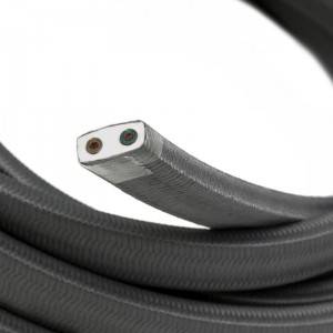 Elektrisches Kabel überzogen mit Grauem CM03 Textil für Lichterketten, Seideneffekt Einfarbig