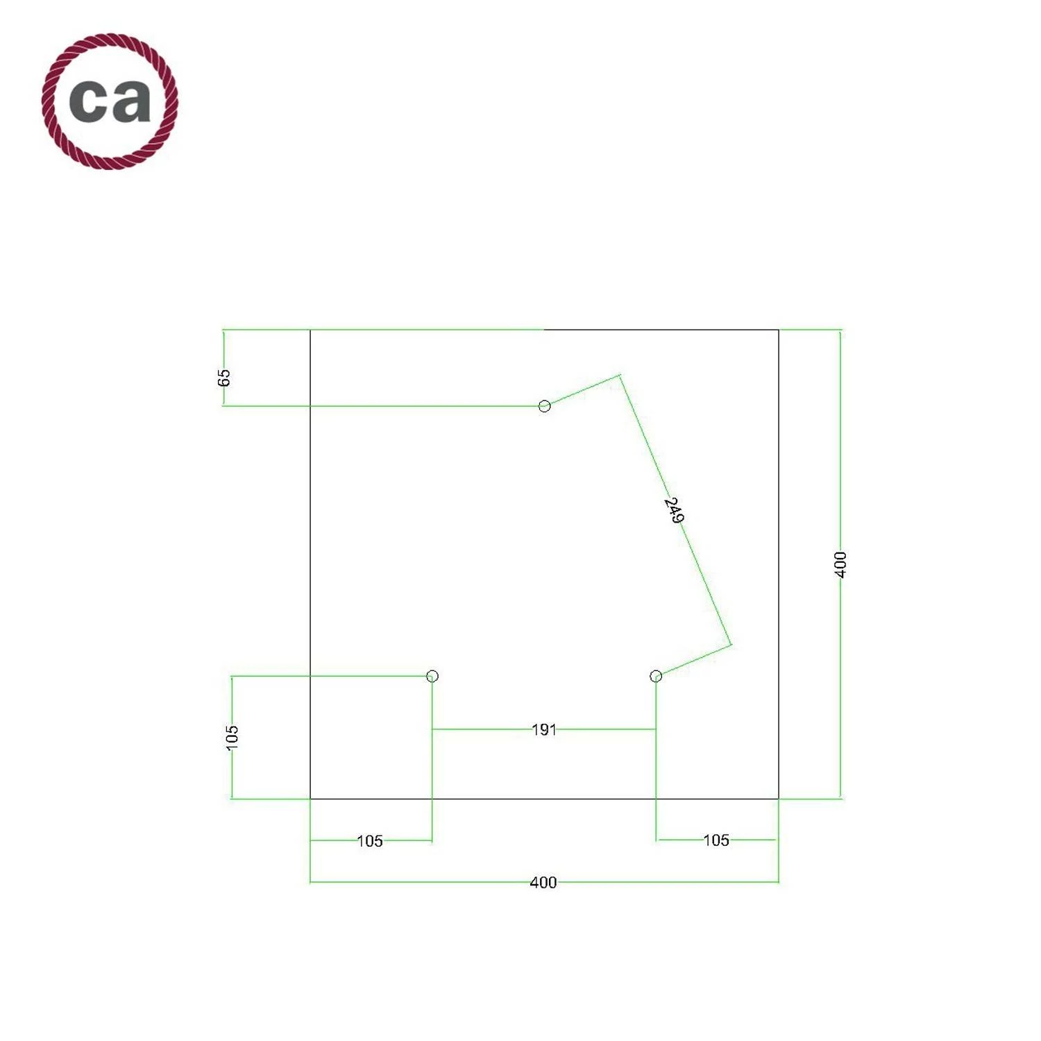 Quadratisches XXL 3-Loch und 4 Seitenlöchern Lampenbaldachin Kit, Rose-One-Abdeckung, 400 mm- PROMO