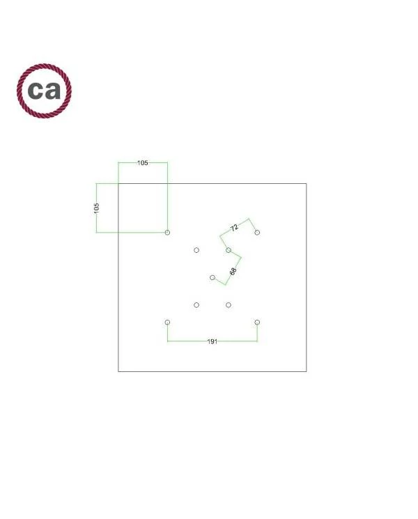 Quadratisches XXL 9 X-geformten Löchern und 4 Seitenlöchern Lampenbaldachin Kit, Rose-One-Abdeckung, 400 mm- PROMO