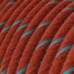 Textilkabel, backsteinfarben-hellblau, aus Baumwolle Vertigo - Das Original von Creative-Cables - ERC36 rund 2x0,75mm / 3x0,75mm