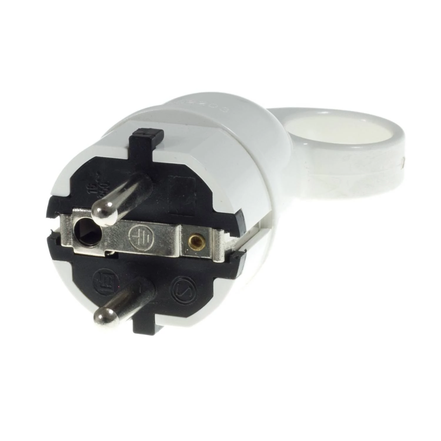 Schuko Komfort Stecker 16A 250V mit Zugring - Weiß