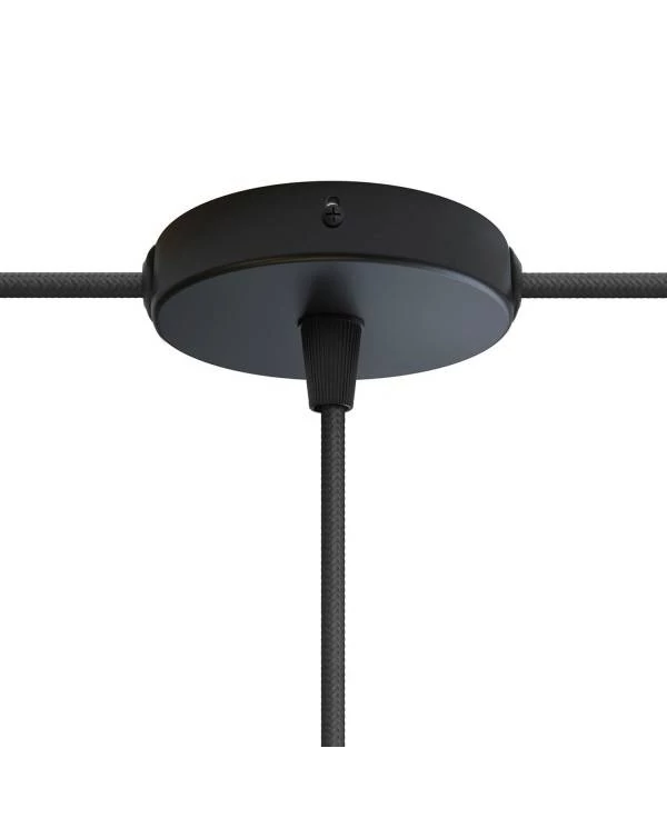 Kit runder Mini Lampenbaldachin aus Metall mit 1 zentralen Loch und 2 Seitenlöchern