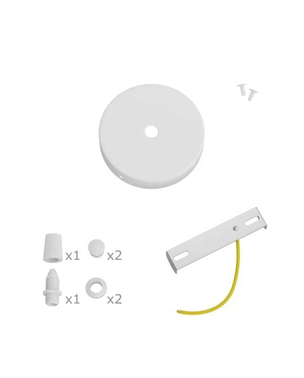 Kit runder Mini Lampenbaldachin aus Metall mit 1 zentralen Loch und 2 Seitenlöchern