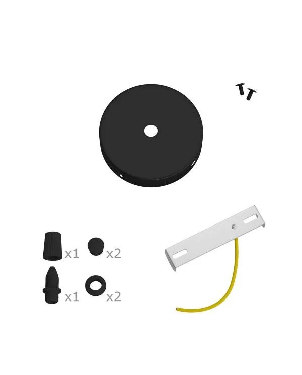 Kit runder Mini Lampenbaldachin aus Metall mit 1 zentralen Loch und 2 Seitenlöchern