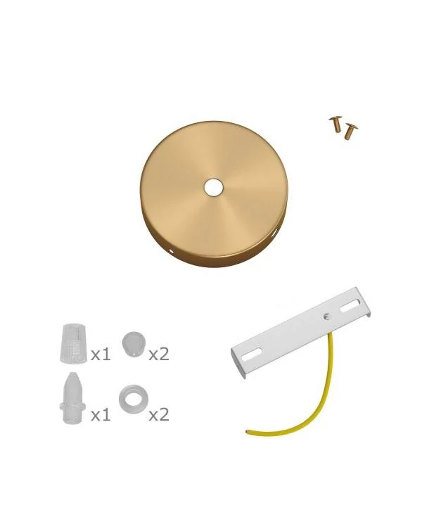 Kit runder Mini Lampenbaldachin aus Metall mit 1 zentralen Loch und 2 Seitenlöchern