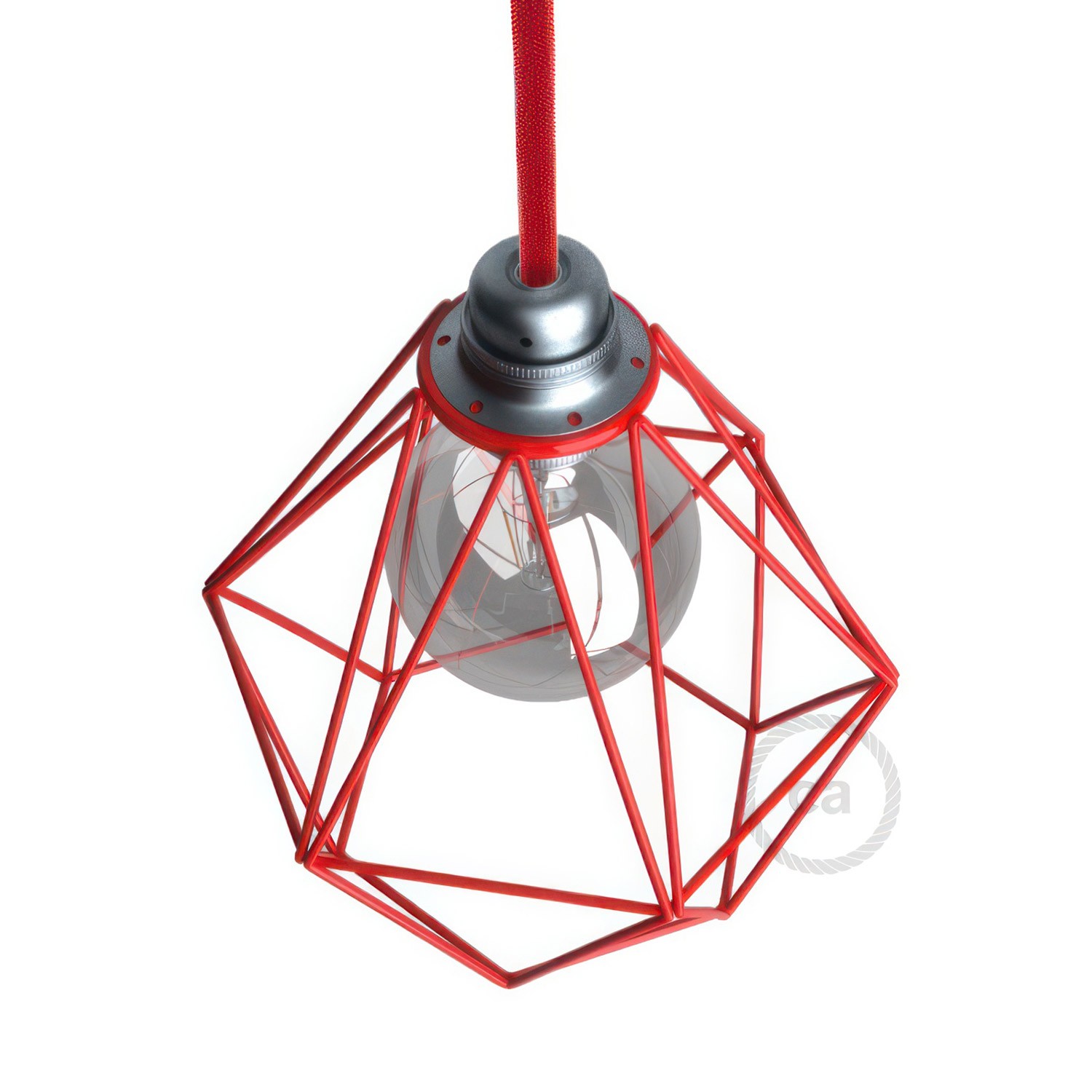 Diamantförmiger Lampenschirmkäfig aus Metall mit E27-Anschluss