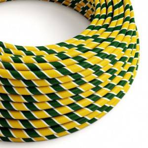 Textilkabel, Regimentsgrün-gelb glänzend Vertigo - Das Original von Creative-Cables - ERM69 rund 2x0,75mm / 3x0,75mm