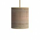 Pendelleuchte inklusive Textilkabel, zylinderförmiger Lampenschirm aus Bast und Metall-Zubehör - Made in Italy