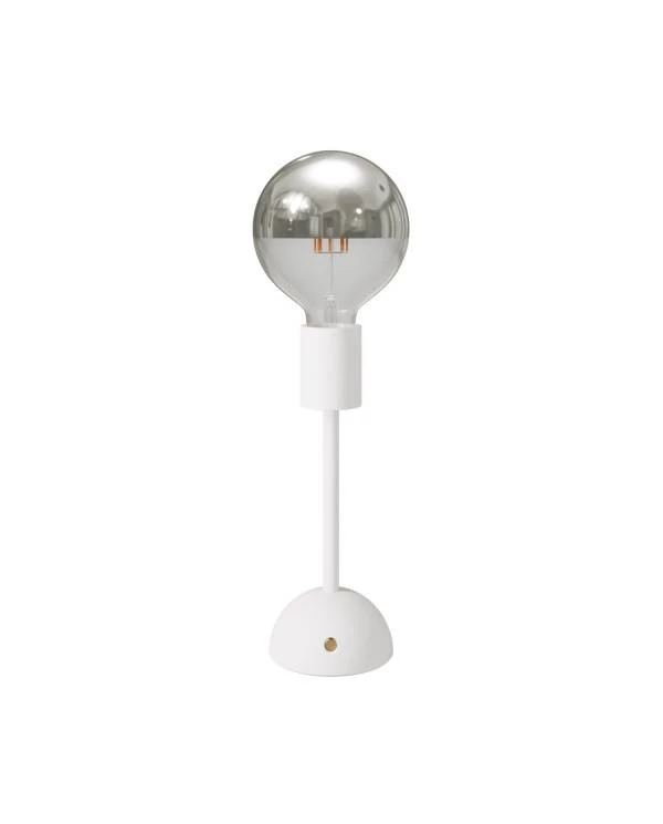 Tragbare, wiederaufladbare Leuchte Cabless02 mit Globe Glühbirne mit silberfarbener Kopfspiegelung