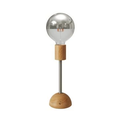 Tragbare, wiederaufladbare Leuchte Cabless02 mit Globe Glühbirne mit silberfarbener Kopfspiegelung - Neutral