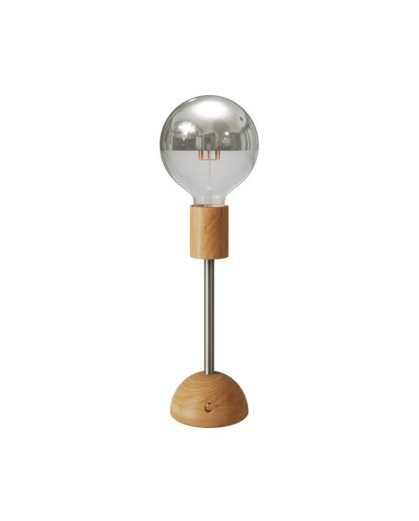 Tragbare, wiederaufladbare Leuchte Cabless02 mit Globe Glühbirne mit silberfarbener Kopfspiegelung