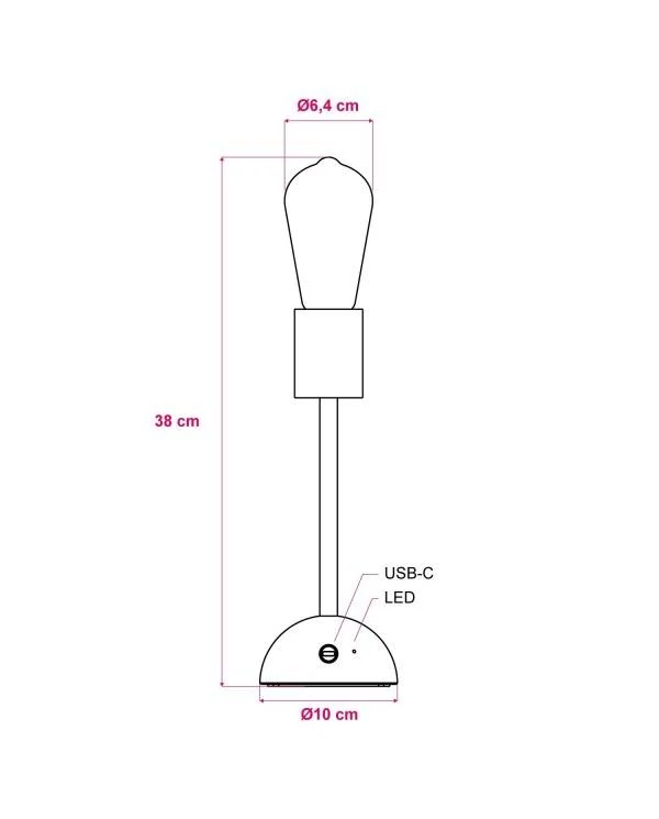 Tragbare, wiederaufladbare Leuchte Cabless02 mit goldfarbener Edison Glühbirne