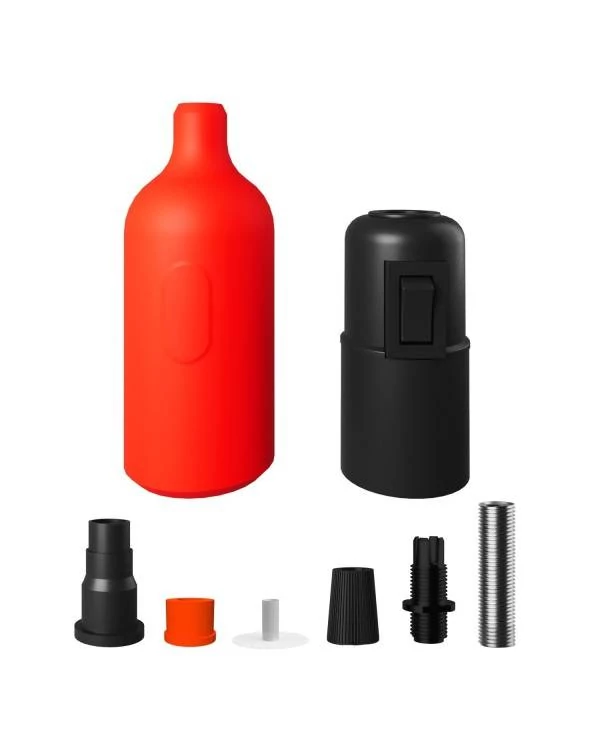 Kit E27 Lampenfassung aus Silikon mit Schalter und verdeckter Zugentlastung