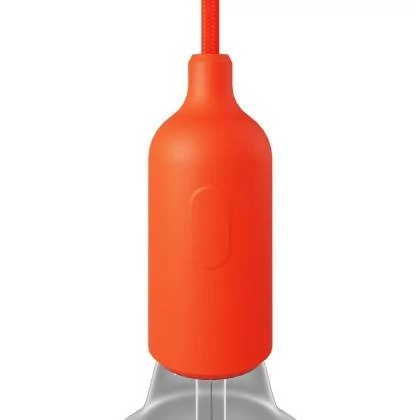 Kit E27 Lampenfassung aus Silikon mit Schalter und verdeckter Zugentlastung - Orange