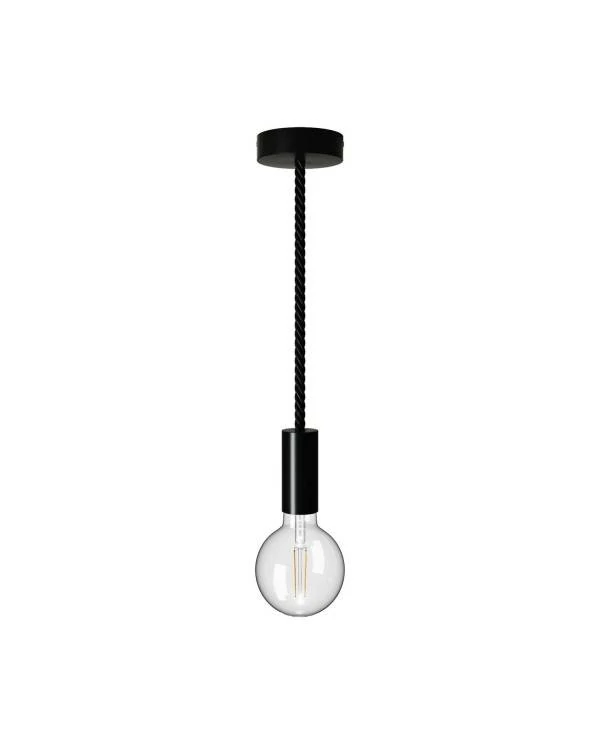 Pendelleuchte inklusive Glühbirne, 16 mm XL-Tauseilkabel und bemalten Holz-Zubehör - Made in Italy