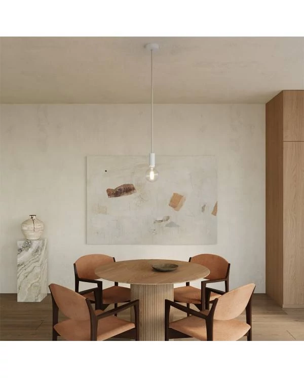 Pendelleuchte inklusive Glühbirne, 16 mm XL-Tauseilkabel und bemalten Holz-Zubehör - Made in Italy