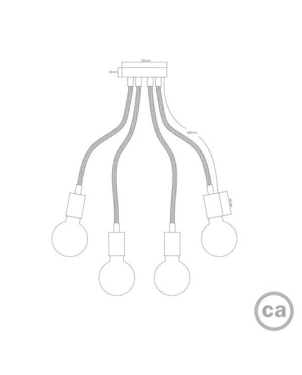 Flex 90 gelenkige Deckenleuchte mit diffusem Licht inklusive LED G95 Glühbirne