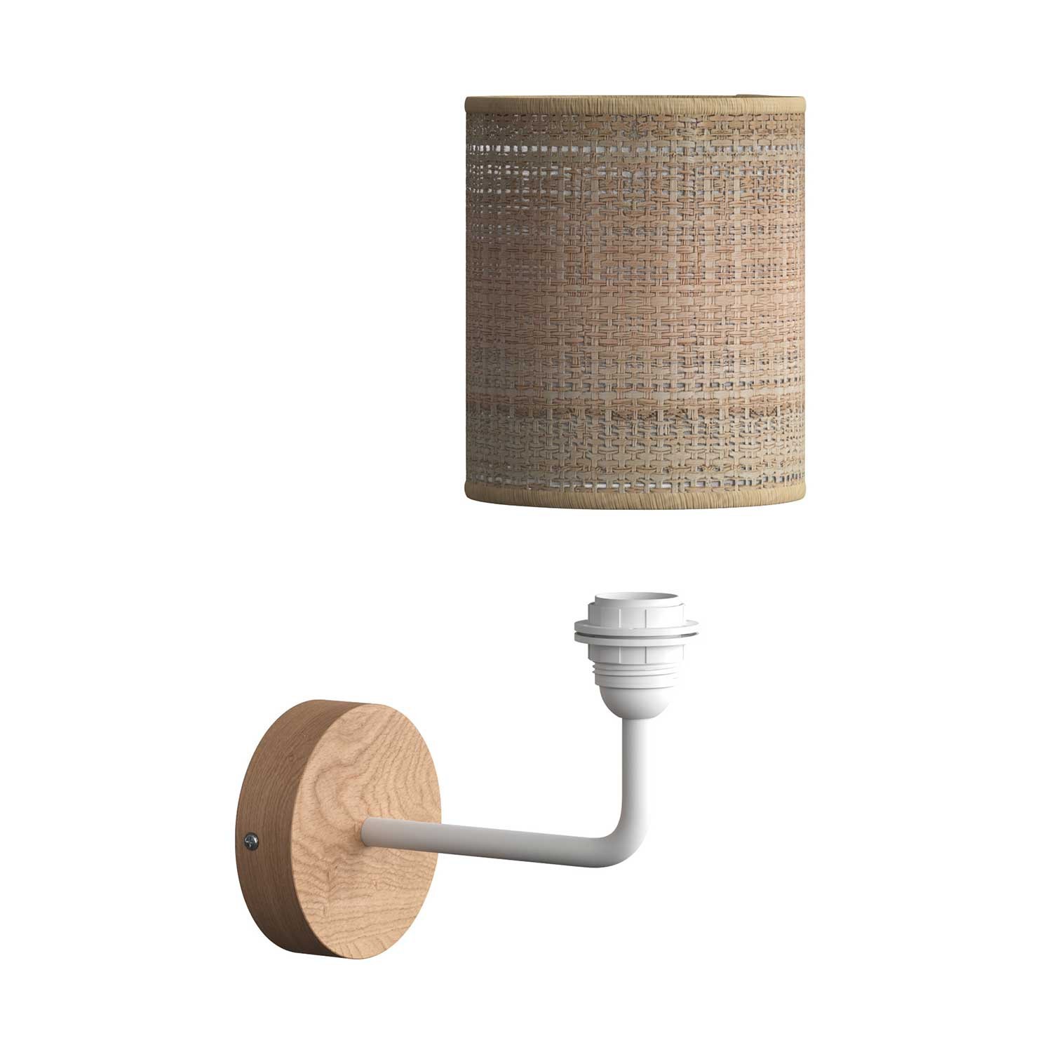 Fermaluce Wood aus klassisch anmutendem Keramik mit Lampenschirm und gebogenes Rohr im Landhaus-Stil