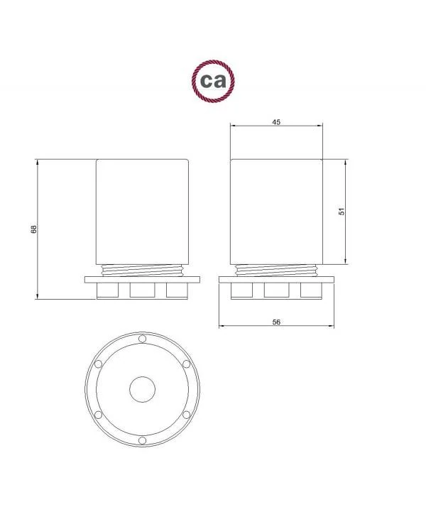 Kit E27 Lampenfassung aus Metall mit Halbgewinde und verdeckter Zugentlastung