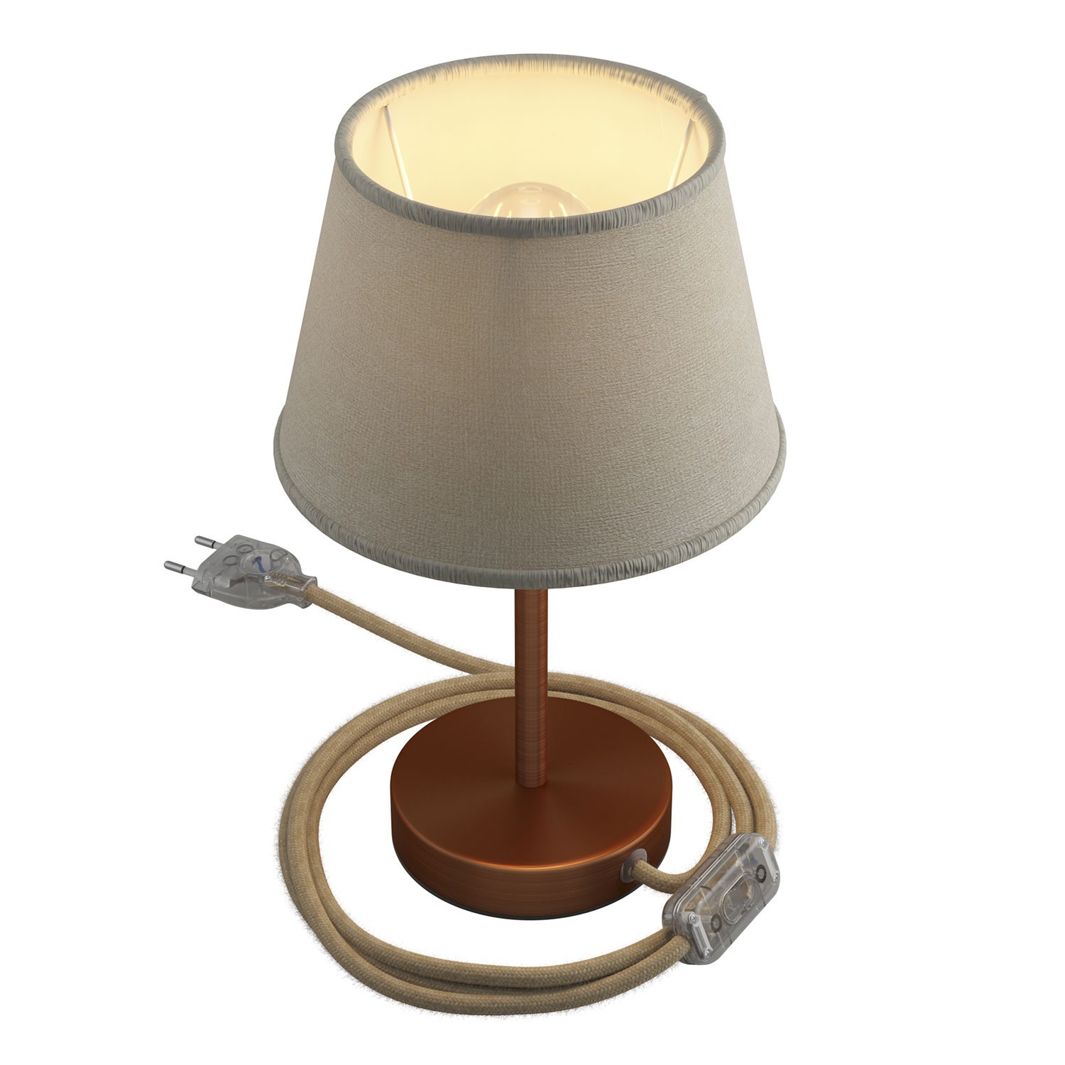 Alzaluce mit Lampenschirm Impero, Tischlampe aus Metall mit 2-poligem Stecker, Kabel und Schalter