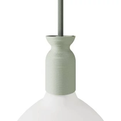 Kit E27 Lampenfassung aus recyceltem Plastik, im 3D Druckverfahren hergestellt - Salbeigrün