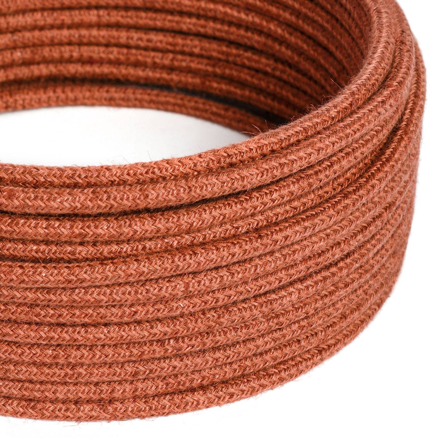Textilkabel, lehm-orange, aus Jute - Das Original von Creative-Cables - RN27 rund 2x0,75mm / 3x0,75mm