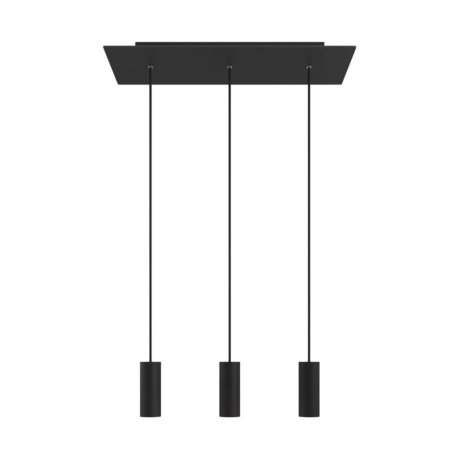3-flammige Pendelleuchte mit rechteckigem XXL-Rose-One 675 mm komplett mit Textilkabel und Tub-E14-Lampenschirm aus Metall