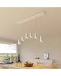 6-flammige Pendelleuchte mit rechteckigem XXL-Rose-One 675 mm komplett mit Textilkabel und Tub-E14-Lampenschirm aus Metall