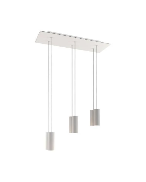 6-flammige Pendelleuchte mit rechteckigem XXL-Rose-One 675 mm komplett mit Textilkabel und Tub-E14-Lampenschirm aus Metall