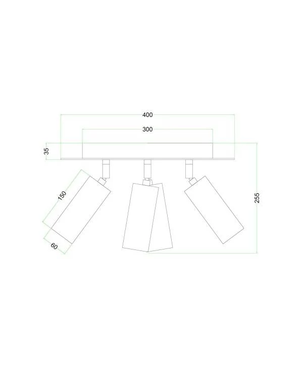 Leuchte mit 4 Strahlern, mit Tub-E14 Lampenschirmen und rundem XXL Rose-One Baldachin
