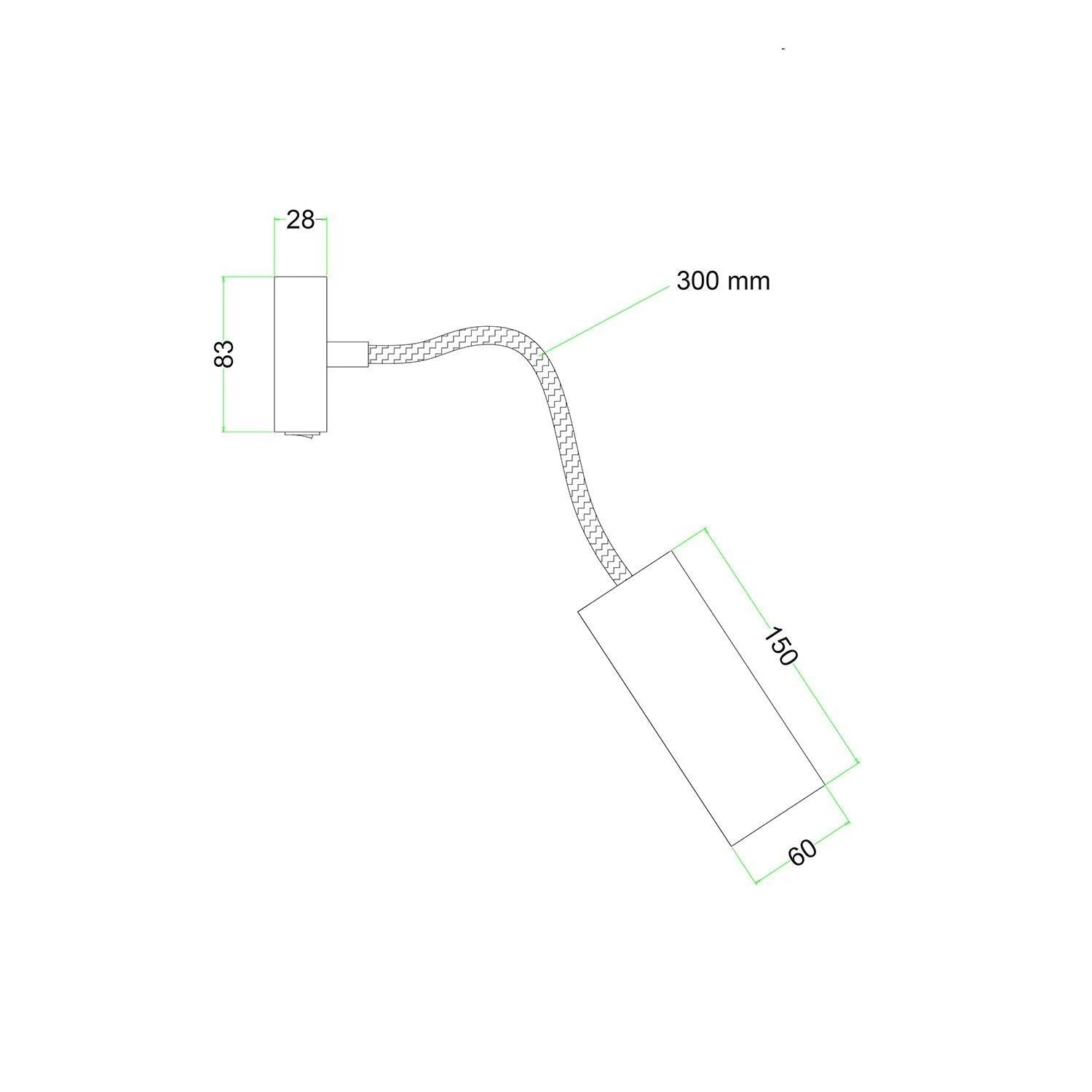 Fermaluce Flex 30 Leuchte mit Mini Baldachin mit Schalter und Strahler mit Tub-E14 Lampenschirm