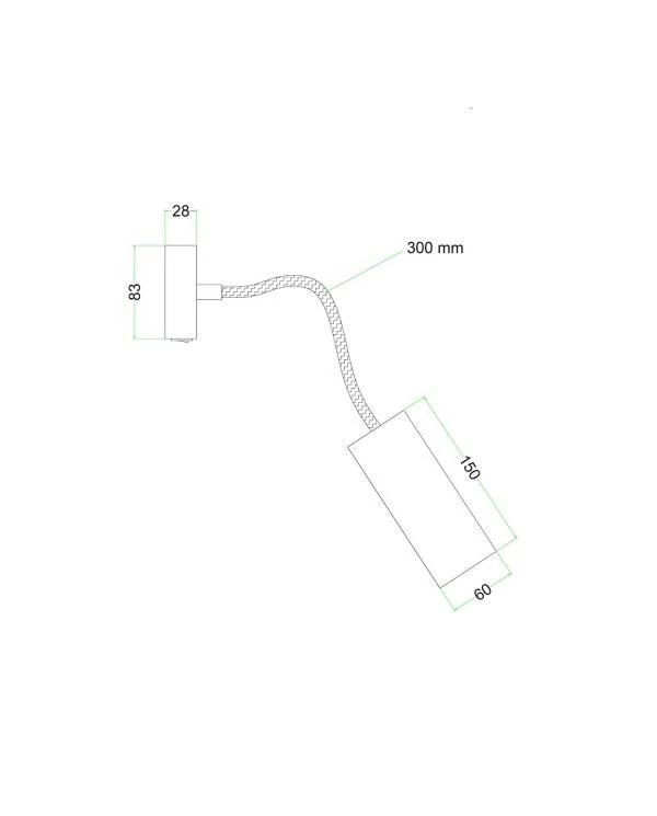 Fermaluce Flex 30 Leuchte mit Mini Baldachin mit Schalter und Strahler mit Tub-E14 Lampenschirm