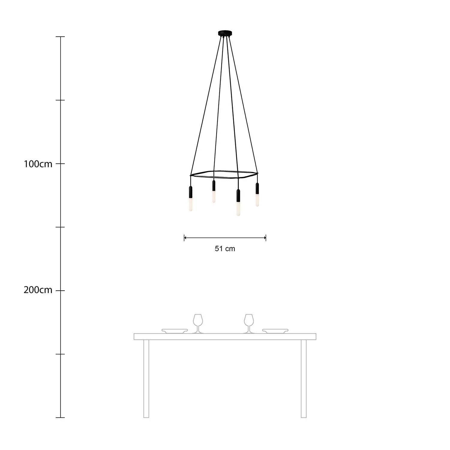 Deckenleuchte Cage P-Light mit 4 Aufhängungen